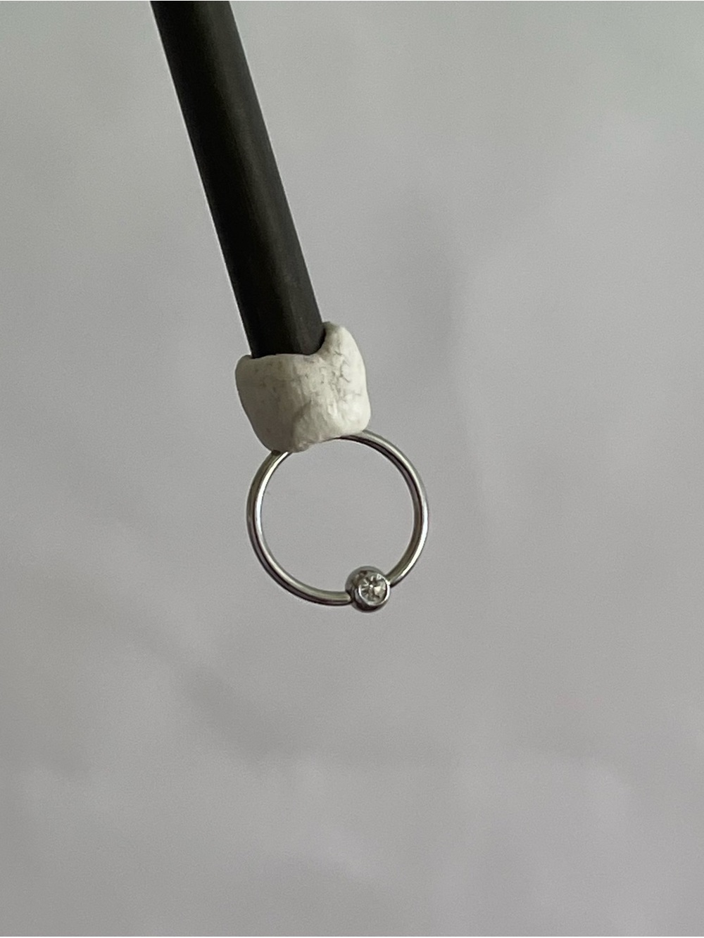 Titanium Captive Bead Ring Hoop with Clear Gem Body Jewelry